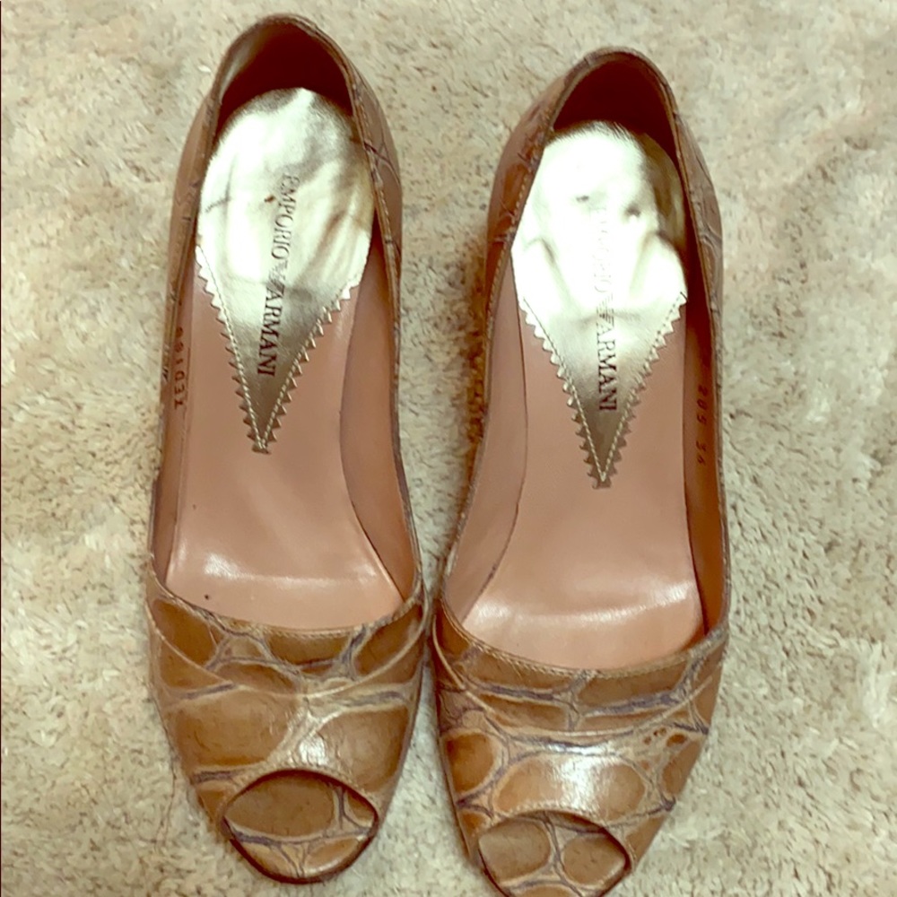 Emporio Armani nude peep toe heels